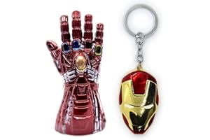 LizMatech Iron Man/Thanos Infinity Gauntlet & Iron Man Helmet Keyring Set from Marvel Avengers Endgame Perfect Marvel Gifts for Men