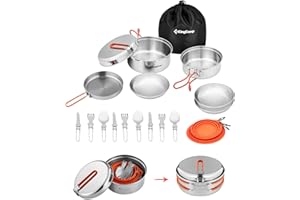 KingCamp Camping vajilla de Cocina, Utensilios Exteriores, INOX, vajilla Plegable, Apto para mochileros, Senderismo, excursiones, Picnic, Pesca y montañismo
