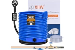 XIIW Câble chauffant antigel de 14M avec Thermostat et affichage de la Température, Cable Chauffant de 16 W/M 230V IP68 câble chauffant étanche pour tuyauterie, 8M