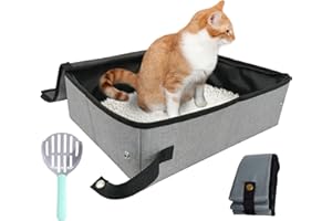 CRESBEL Lettiera Pieghevole per Gatti - Lettiera da Viaggio per Gatti, Toilette per Gatti Portatile Leggera Impermeabile e Morbida, per Interno All'aperto, Viaggi, Casa, Campeggio All'aperto, Grigio