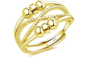 Cangall Silber Anxiety Rings, 925 Sterling Silber Damen Fidget Rings, Offen Einstellbar Anti Stressrings Dekompressionsringe, Unendlichkeit Spinner Fidget Ringe, Unisex Stimmungsring Angst Ringe