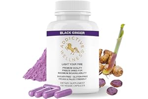 Addictive Wellness Black Ginger Capsules 450mg, Kaempferia Parviflora Supplement to Support Energy, Metabolism, Endurance & Performance, Thai Black Ginger for Men, Vegan & Paleo, 100 Count
