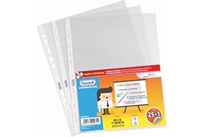 Favorit Buste Perforate, Buccia d'Arancia, Spessore Basso, 22 x 30 cm, 25 Pezzi + 1 Omaggio, Trasparenti