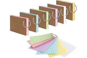 TOP-PINDU Colored Index Cards Ruled Revision Cards, 300PCS Flash Cards Note Cards, Ruled on Both Side, 6 Colours Size: 7.35 * 10.5cm