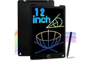 Richgv Tablette d'écriture LCD 12 Pouces,Tablette LCD Dessin Enfant avec Bouton de Suppression,Ardoise Magique pour Enfant Adulte,Noir Tablette Ecriture Enfant Adulte,Convient au Bureau à Domicile