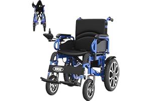 ‎VOCIC VOCIC Rollstuhl Elektrisch Faltbar Leicht bis 150KG,30KM Elektrischer Rollstuhl Outdoor Elektrorollstuhl mit 40CM Gummi Luftbereifung für all Gelände,Leicht zu transportieren (Blau)