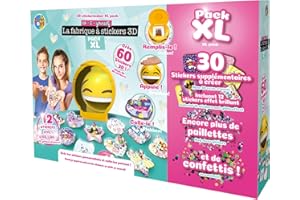 BEST OF TOYS LA FABRIQUE À STICKERS 3D – Grand Coffret Créatif XL | Crée 60 Stickers Personnalisés en Relief | Facile & Ludique dès 6 Ans | Pour Carnets, Cartes, Journaux Intimes | Univers Safari & Océan