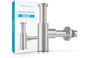 Bächlein Design Syfon do umywalki i szafki podumywalkowej - stal nierdzewna szczotkowana - syfon z otworem do czyszczenia + instrukcja montażu - Design Siphon Syfon rurowy