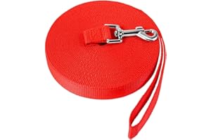 Mainiusi 50m Dog Lead, Training Lead for Dogs Long Line 50m Extra Long Dog Leash for Recall Training, Tracking Leash for Dogs, Ideal for Backyard, Lawn, Park, Beach, Camping, Obedience(Red)