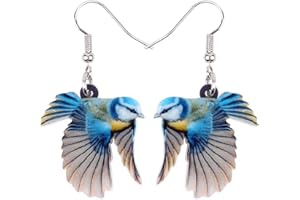 NEWEI Acrylic Sweet Blue Tit Bird Earrings Dangle Drop Fashion Animal Jewelry for Women Girls Gift Party Charms