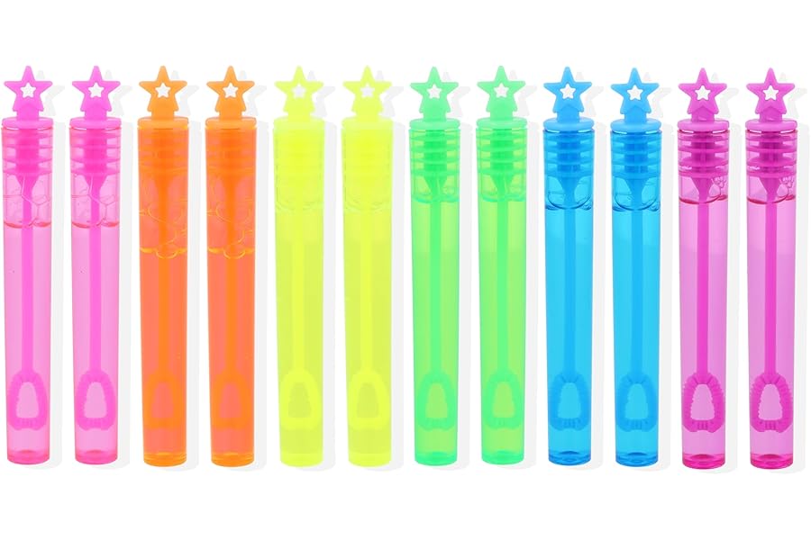 Henbrandt 12 x Neon Star Party Bubble Tubes with Wand Children's 4ml Bubbles Loot Bag Fillers Summer Games for Boys and Girls Kids Party Bags