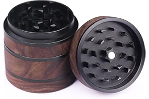 HOKHIM Wooden Herb Grinder for Dry Herb and Spices, 4 Layers Portable Herbal Grinders with Magnetic Lid and Pollen Catcher - 2.5 Inches