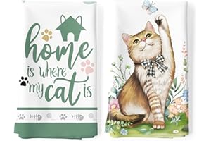 Arquiel Strofinacci da cucina in cotone a forma di gatto, 18,9 x 70 cm, ad asciugatura rapida, per amanti dei gatti, feste e occasioni speciali
