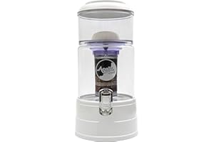 ACALA QUELL AcalaQuell® MINI Water Filter System | White | with Glass Tank | Crystal clear. Crystal Glass Reservoir with a capacity of 5 litres. Best Natural Gravity Filtration Technology.