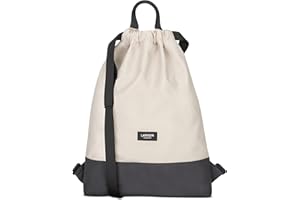 LARKSON Worek sportowy dla kobiet i mężczyzn - No 7 - plecak damski na sport i festiwal - mały worek z kieszenią wewnętrzną - kieszeń zewnętrzna zapewnia szybki dostęp, piaskowy - szary, jeden rozmiar