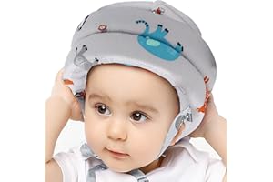 IULONEE Bébé Casque de Protection Chapeau Infantile Tête de Protection Chapeau de Coton pour Enfant Réglable Casque de Sécurité(Gris)