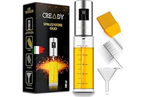 CREADY® | Olio da Cucina in Acciaio Inox 100ml | Dispenser Spray con Detergente | Friggitrice Aria | Oliera | Spruzzatore per Olio