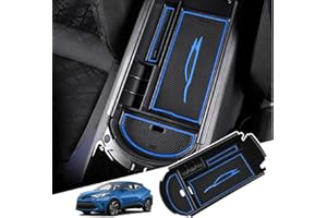 BIBIBO Accoudoir de voiture avec tapis Boîte de rangement d'accoudoir Central Console Armrest Storage Box pour Toyota C-HR AX10 ZYX10/NGX50 2016-2022, Bleu