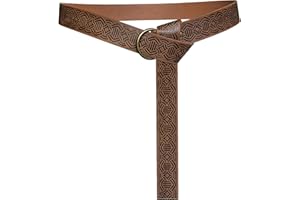 HiiFeuer Ceinture médiévale en cuir PU avec anneau torique en relief, ceinture rétro de chevalier de la Renaissance