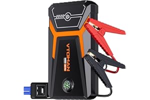 VTOMAN V3 Pro 2000A Booster Batterie Voiture Puissant, 12V Demarreur Batterie Voiture (Jusqu’à 6L Essence/4L Diesel), avec Intelligentes Câbles de Démarrage pour Auto, Lampe LED (2000A-Orange)