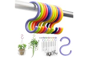 Fozuanei 12 Pcs Multipurpose S Hooks, Plastic S Shaped Hooks, Multiple Uses Tools, Hooks for Kitchen, Bathroom, Garden, Office, Plants, Towels, Utensils, Pots, Pans (Colorful)