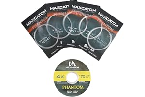 MAXIMUMCATCH Fly Fishing Tapered Leader with Loop and Tippet Combo 9ft (0X-7X), Transparent, 3-4 pounds, Nylon