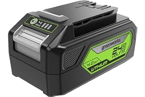 Greenworks 24V Battery. Original Greenworks Rechargeable Powerful Battery. Suitable for All 24V Garden Tools. 4 Ah Lithium-Ion Battery. Fast Charging, 3-Stage charge level. 2 Year Warranty G24B4