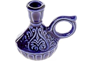 Danilovo portacandela a forma di brocca in ceramica per candele sottili, supporto per candele ortodosse, diametro fino a 1,1 cm (blu)