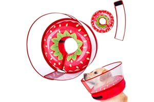 MARIYAGO Inflatable Dog Cone Collar for Large Medium Small Dogs, Soft Dog Donut Collar Adjustable Recovery Cone for Pets After Surgery, Extra Enhanced Anti-Licking Guard Shield for Pets (X-Large, Strawberry)