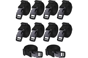 YOUNG WOLF Paquete de 10 correas de utilidad de 2,5 cm de ancho con hebilla de liberación rápida, correas de nailon ajustables para camping, equipaje, mochila, bicicleta, correa de embalaje de 200 cm de longitud