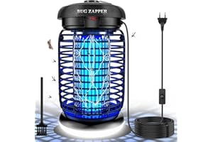 WUEAOA Lampe Anti Moustique - câble de 3 mètres, Lampe Anti Mouche 4200V 15W UV Tueur d'Insectes Électrique Anti Insectes Répulsif Efficace Portée 80-140m², Norme IPX4‌ pour Intérieur et Extérieur