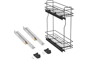 EMUCA - Carro botellero extraíble para Mueble bajo de Cocina, Montaje Lateral, Cierre Suave, Módulo 200mm, Gris Antracita, Acero