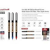 Mavi Siyah Kırmızı Pilot Kalem 3 Adet Uniball Eye Broad 1.0 mm Roller Pilot Kalem Ub-150-10 Roller U&ccedil;lu Likit M&uuml;rekkepli