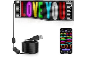 Qnoavve Scrolling Bright Advertising LED Sign, 14.6"x3.6" Flexible USB 5V Customizable Matrix Panel, Bluetooth App Control Programmable led Display for Store Bar Hotel