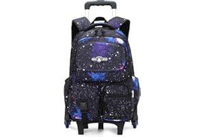 VIDOSCLA Galaxy Kids Rolling Backpack for Boys Primary Students Wheeled Bag