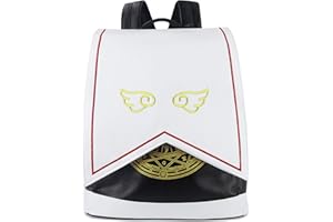 Roffatide Anime Cardcaptor Sakura Mochila Mujer Mochila con Solapa de Cuero Sintético Mochila Bordada Negro