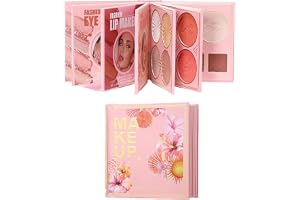 Sminkbok Palett För Makeup Skimmer Highlighter Rouge | Ansiktsmakeup Och Ögonskugge Paletter För Kvinnor Tjejer Födelsedag Valentindag Bröllop Resor Utomhus Arbete