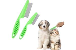 TIESOME Lot de 2 peigne de toilettage multifonctions 2 en 1 pour animaux de compagnie en acier inoxydable