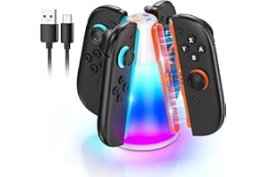 WAXITY Controller Charging Dock for Nintendo Switch 2 (2025), Magnetic Charger for Nintendo Switch 2 Joy Con with 10 RGB Light Mode and LED Indication, Fast Charging Stand Station Accessories for Joy-Con 2