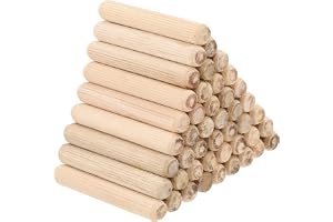 PATIKIL 12 x 80 mm (1/2 x 3-1/8 tum) träplugg set, 100-pack räfflade trästift pluggar trä raka spårstänger för möbler dörr ko