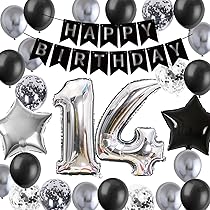 14e verjaardag decoratie zwart goud, verjaardagsdecoratie 14 jaar jongen, 14e verjaardag decoratie meisjes, 14 ballonnen verjaardagsdecoratieset, ballonnen 14e verjaardag feest decoratie 14e