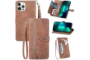 TUUNKMUY Handytasche für Fairphone 5 Hülle Case Reißverschluss Handyhülle Leder Tasche für Fairphone 5 Flipcase Cover Silikon Schutzhülle Ledertasche Skin Ständer Klapphülle Magnet braun