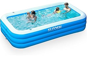 Sloosh Piscina Hinchable con Asientos, 304,8 x 182,8 x 55,8 cm, Piscina Familiar de Gran Tamaño, Reforzada y Duradera, para Fiestas de Agua en Verano en el Patio, Jardín o Césped, Azul