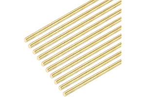 DMiotech 10 Pack 2.5mm x 200mm Brass Rods,Solid Round Brass Rod for DIY Craft Brass Welding Rods Lathe Bar Stock for Drift Punches Shaft Model Plane Ship Car