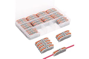 KEEHOM 30 Pièces Connecteurs Electriques Rapide avec Levier, Bornes de Connexion Automatique, domino electrique，1-Fil 2-Entrées et Peut être Librement Combiné,Compact Borne connexion électrique