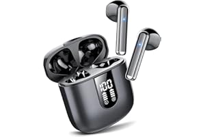 Jesebang Wireless Earbuds, 2025 Bluetooth 5.3 Headphones, Stereo Earphones with ENC Mic, Wireless Earphones in ear earbuds with Dual LED Display, 30H Playtime, Gym Headphones IP7 Waterproof, Black