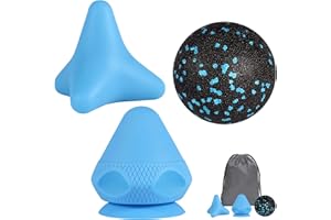 RYMALL Przycisk spustowy, urządzenie do masażu + piłka do masażu powięzi, bezbolesny zestaw z przyssawką i workiem na bóle mięśni i napięcia, do masażu osteopressur (niebieski)