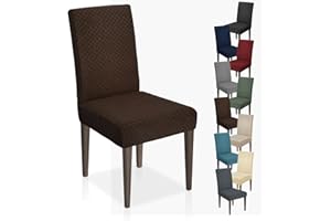 MAXIJIN Coprisedie con Schienale 6 pezzi in Jacquard, Elasticizzato Lavabile Fodera per Sedia, Moderno Coprisedia per Soggiorno Cucina Hotel Ristorante (caffè Scuro, 6)