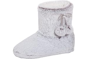 Lora Dora Womens Faux Fur Slipper Boots Ladies Memory Foam Fleece Lined Plush Bootie Slippers House Shoes