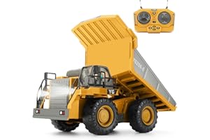 KIZJORYA Camion Ribaltabile Telecomandato, Veicolo da Costruzione RC per Bambini, 9 Canali, Suono e Luce, Batteria Ricaricabile, Giocattolo Elettrico per Ragazzi e Ragazze dai 3 anni